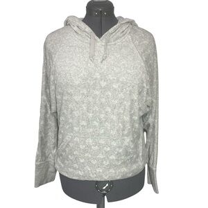 Juicy Couture Heart Print Heather Gray Velvet Sweatshirt Hoodie Pullover Small S